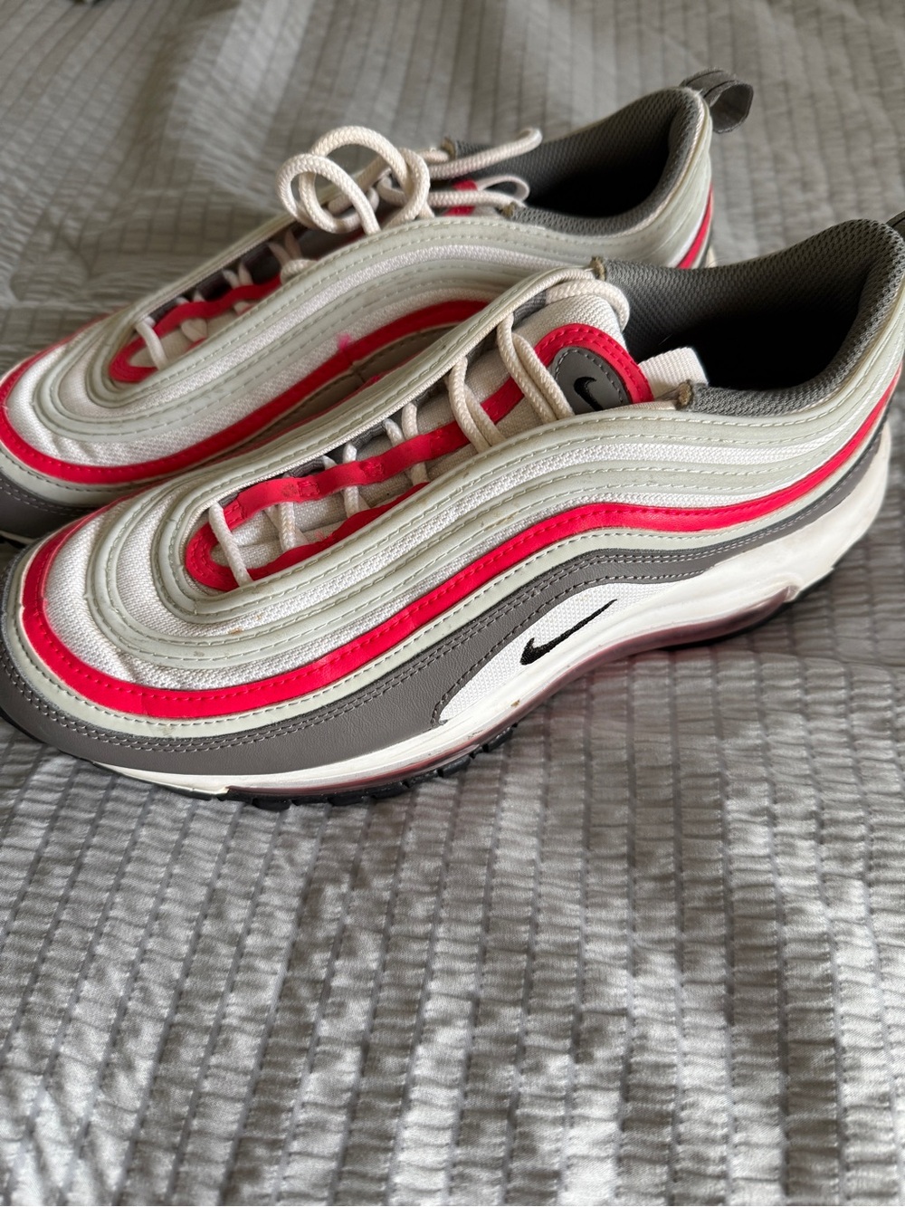 Nike White, Gray & Pink Air Max 97 Style Sneakers